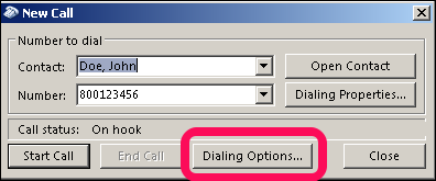 Dialling options