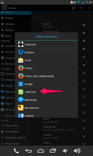 Add Jablotool account
