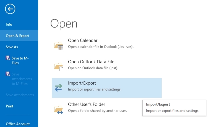Select Import / Export